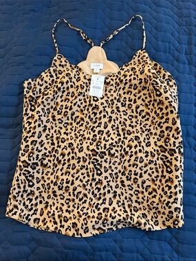 J. Crew Leopard-Print Silk Cami in Tan and Black